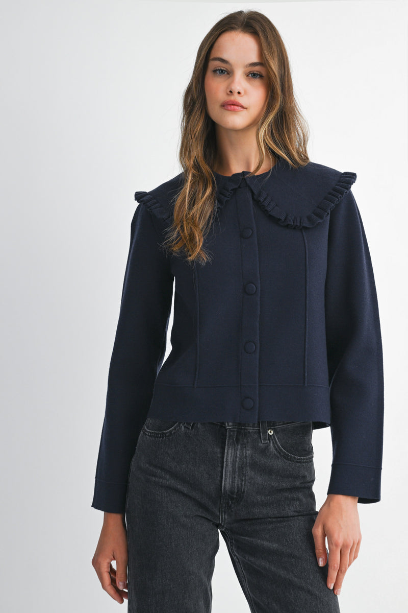 REYNILDE RUFFLE COLLAR KNIT JACKET