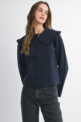 REYNILDE RUFFLE COLLAR KNIT JACKET