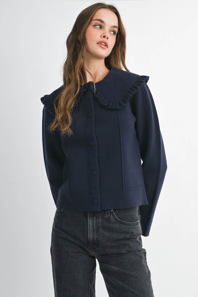 REYNILDE RUFFLE COLLAR KNIT JACKET