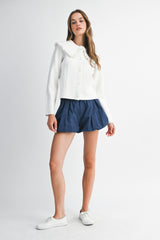 REYNILDE RUFFLE COLLAR KNIT JACKET