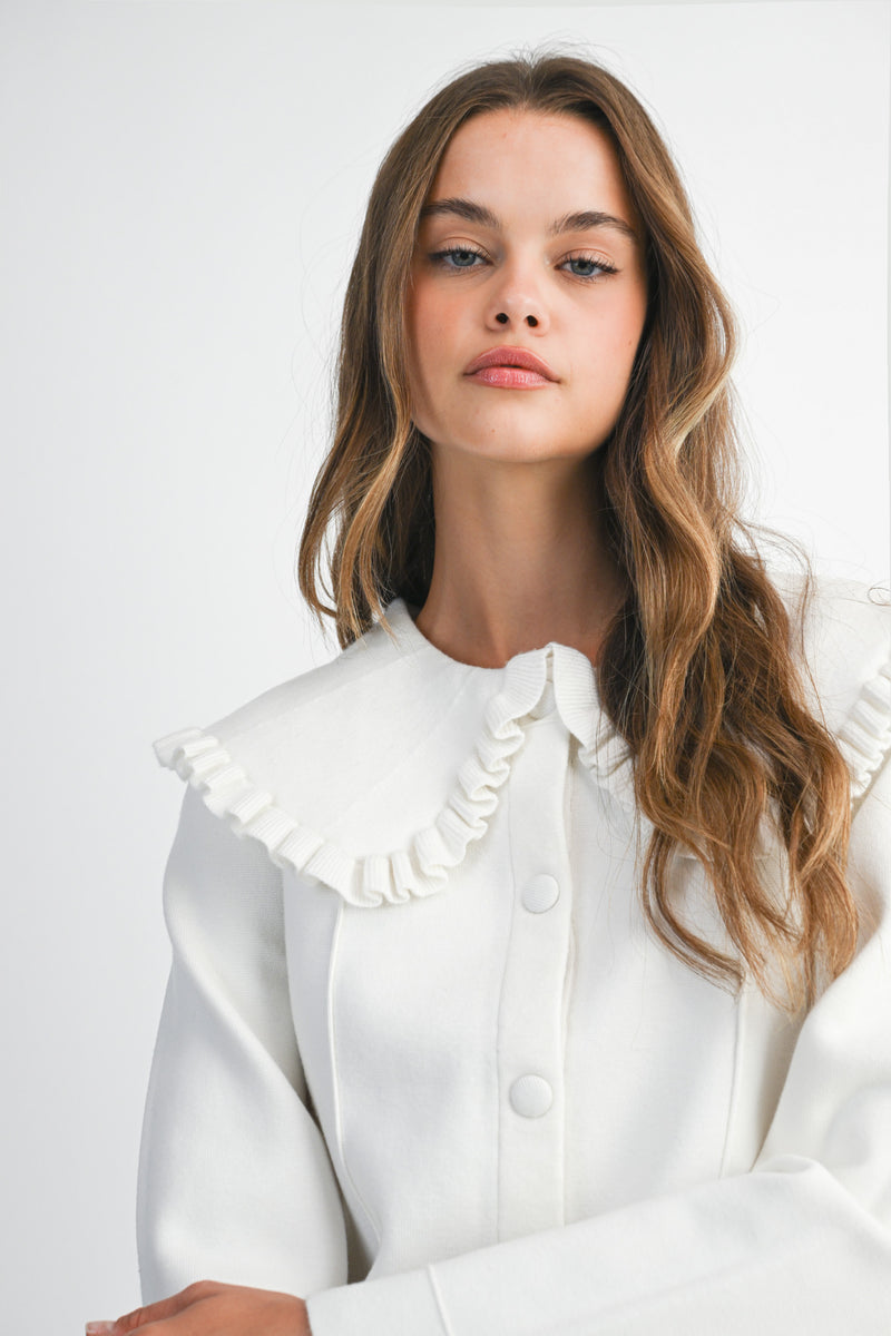 REYNILDE RUFFLE COLLAR KNIT JACKET