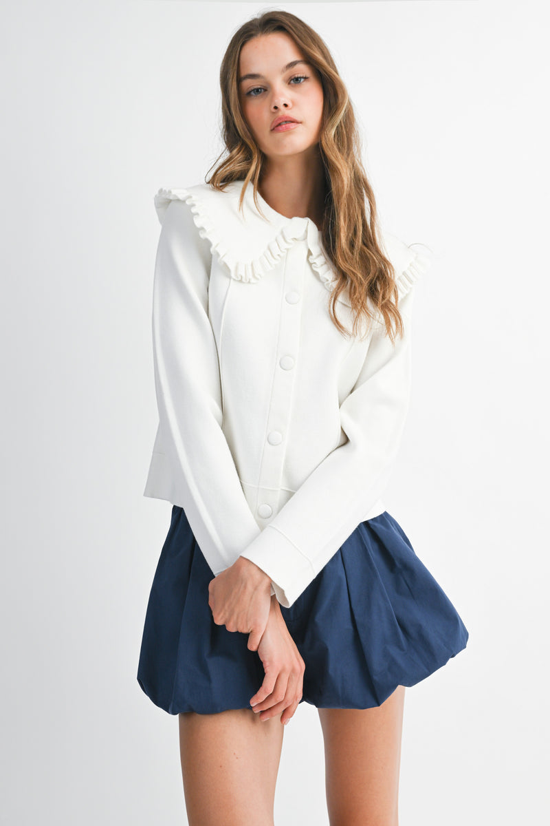 REYNILDE RUFFLE COLLAR KNIT JACKET