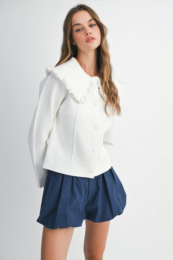 REYNILDE RUFFLE COLLAR KNIT JACKET