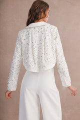 MARIE FLORAL SEQUIN BOW FRONT TIED BLAZER