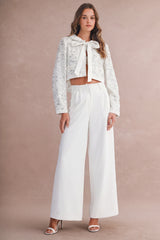 MARIE FLORAL SEQUIN BOW FRONT TIED BLAZER