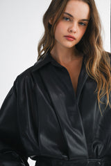 HEALIEGH FAUX LEATHER BOMBER JACKET