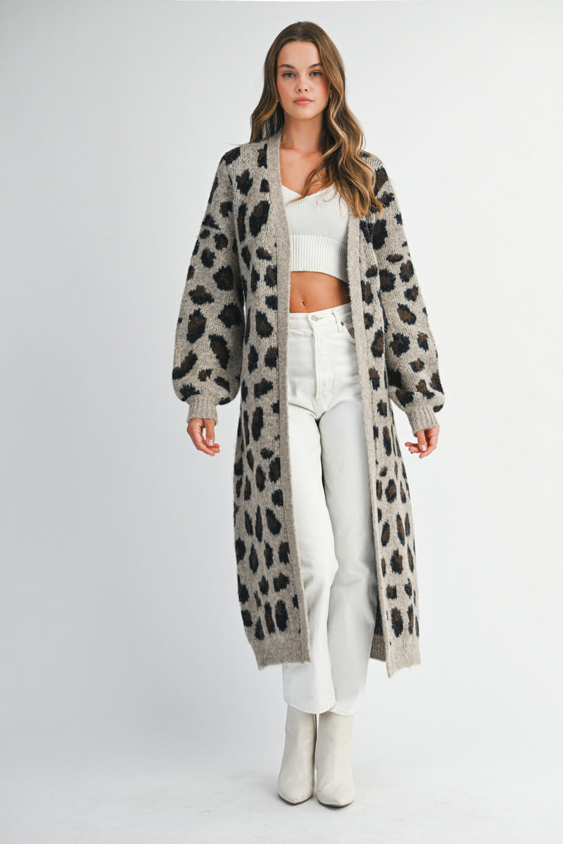 LINDA LEOPARD JACQUARD KNIT DUSTER