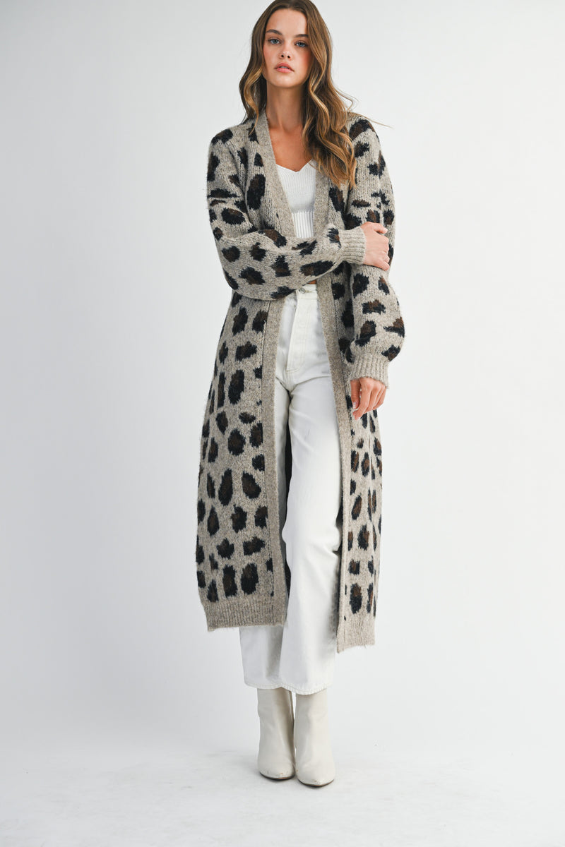 LINDA LEOPARD JACQUARD KNIT DUSTER