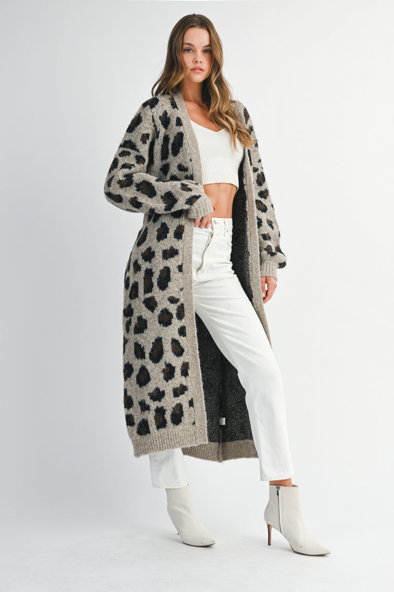 LINDA LEOPARD JACQUARD KNIT DUSTER