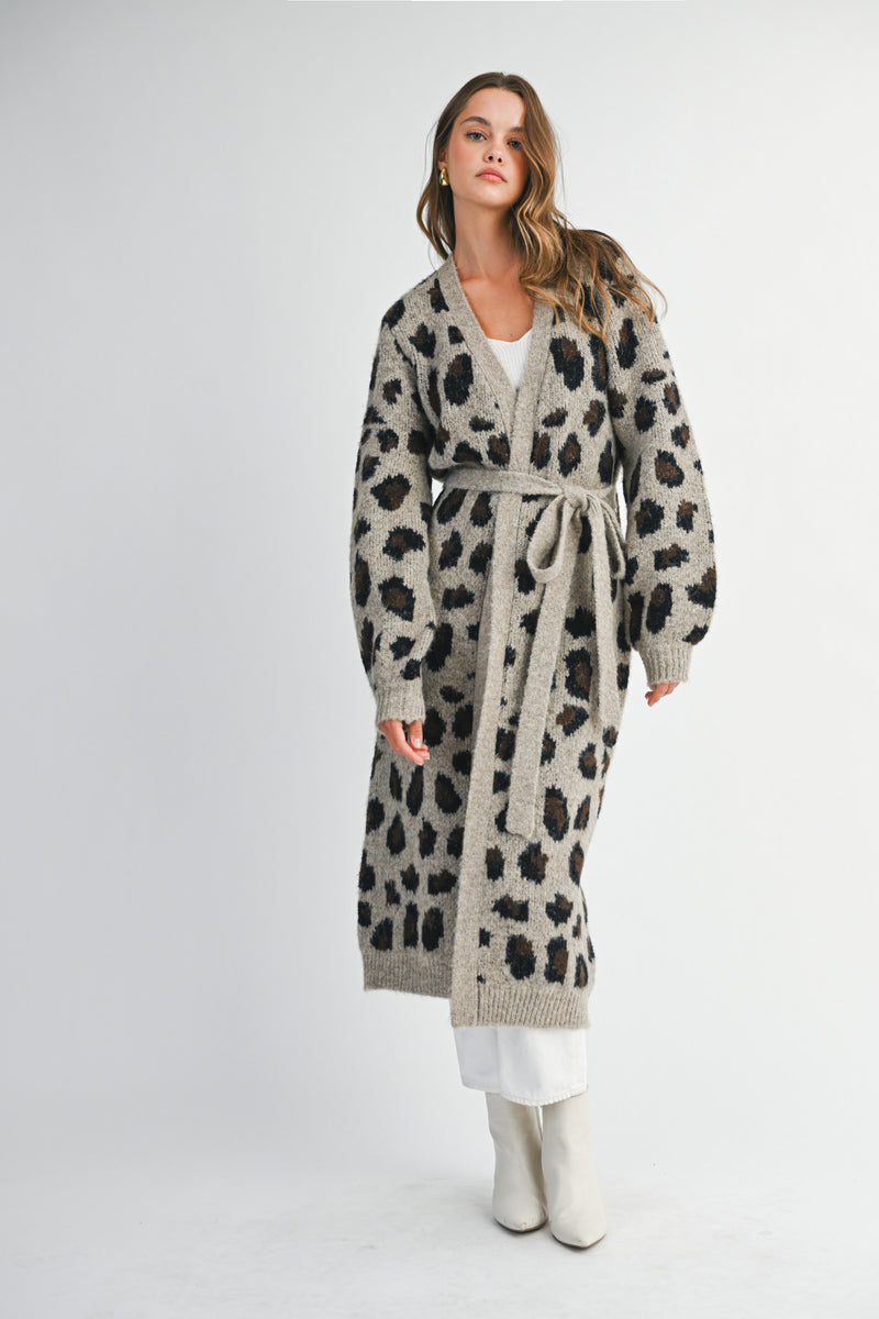 LINDA LEOPARD JACQUARD KNIT DUSTER