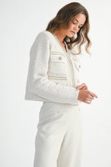 NALA RHINESTONE EMBELLISHED TWEED KNIT JACKET