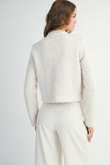 NALA RHINESTONE EMBELLISHED TWEED KNIT JACKET