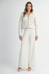 NALA RHINESTONE EMBELLISHED TWEED KNIT JACKET