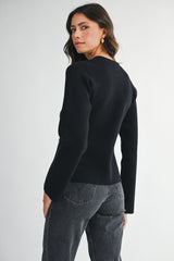 LEILANY KNIT FRONT JEWEL BUTTON JACKET