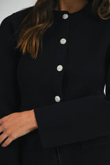 LEILANY KNIT FRONT JEWEL BUTTON JACKET