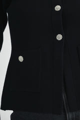 LEILANY KNIT FRONT JEWEL BUTTON JACKET