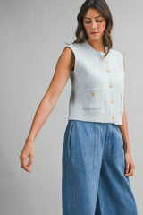 LAYSHIA KNIT RIB VEST WITH POCKET