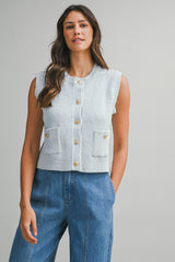 LAYSHIA KNIT RIB VEST WITH POCKET
