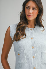 LAYSHIA KNIT RIB VEST WITH POCKET