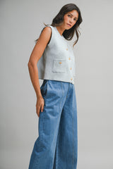 LAYSHIA KNIT RIB VEST WITH POCKET