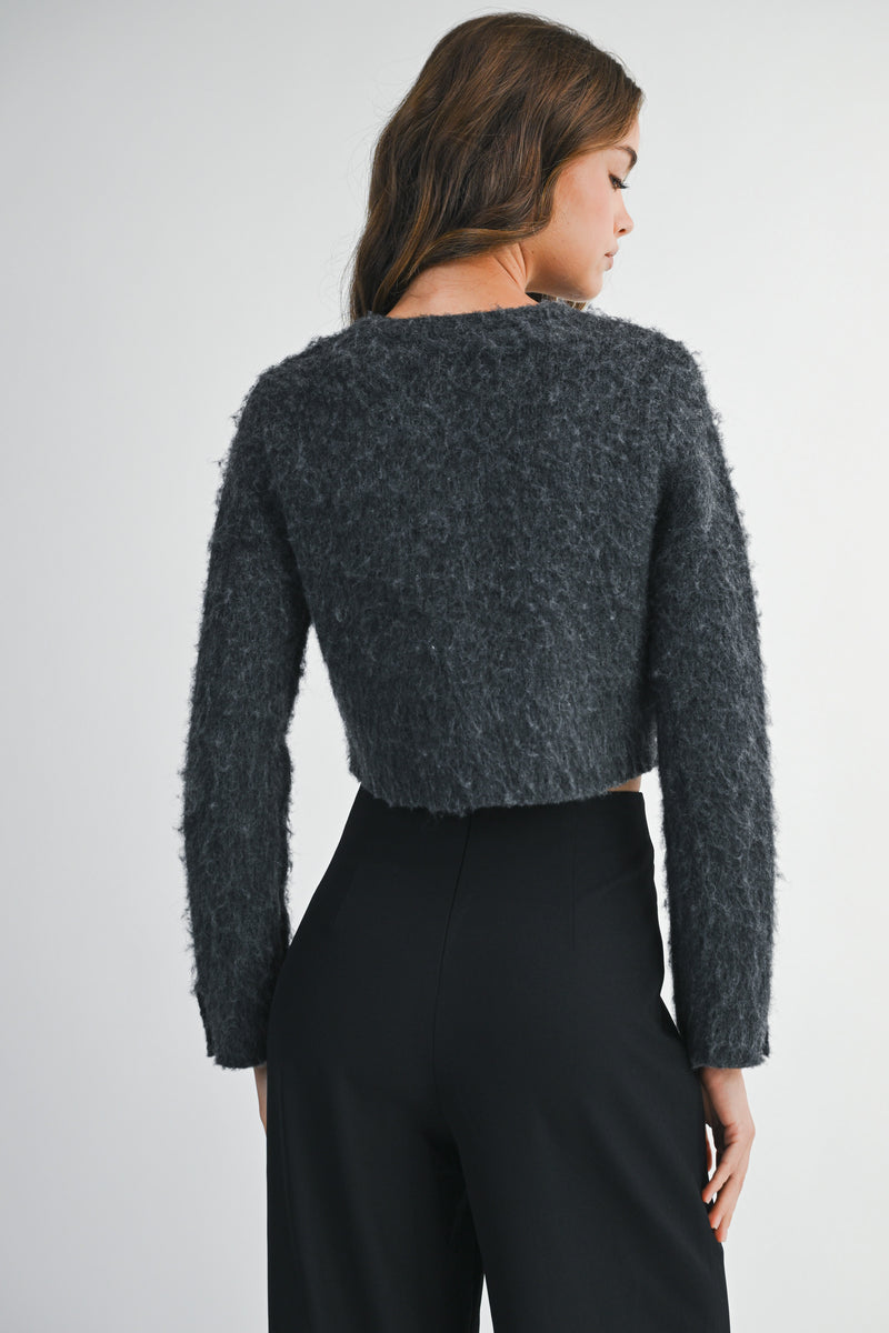 ALIANNA FUZZY KNIT CARDIGAN