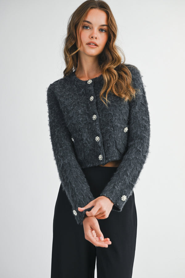 ALIANNA FUZZY KNIT CARDIGAN
