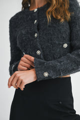 ALIANNA FUZZY KNIT CARDIGAN