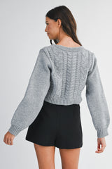 MIKAYLA CABLE KNIT CARDIGAN WITH FRONT TIE