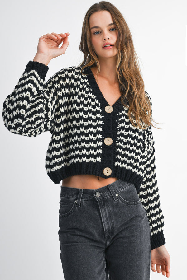 MORGAN STRIPE KNIT CARDIGAN