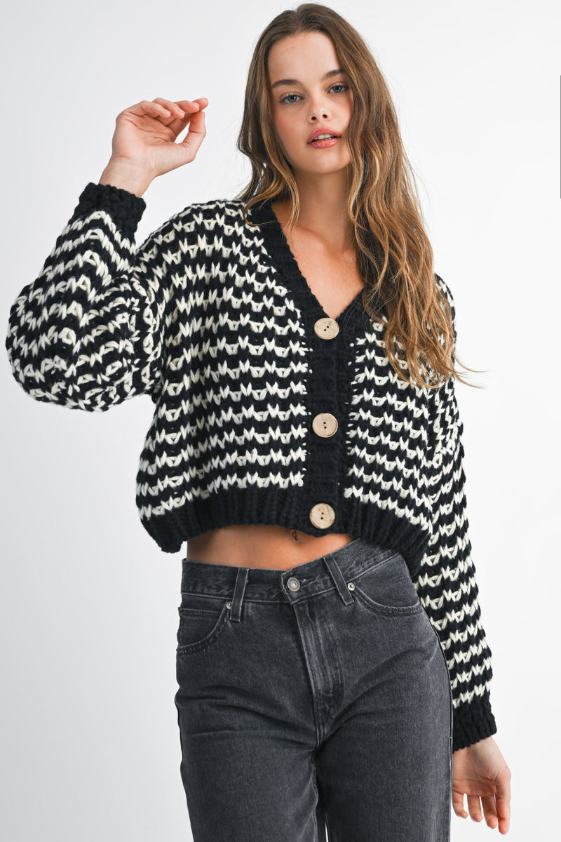 MORGAN STRIPE KNIT CARDIGAN