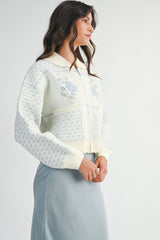 ADALY ROSE JACQUARD ZIP UP JACKET