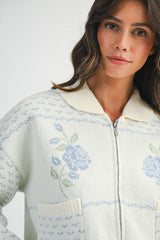ADALY ROSE JACQUARD ZIP UP JACKET