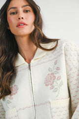 ADALY ROSE JACQUARD ZIP UP JACKET