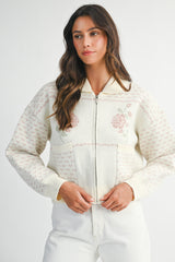 ADALY ROSE JACQUARD ZIP UP JACKET