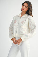 ADALY ROSE JACQUARD ZIP UP JACKET