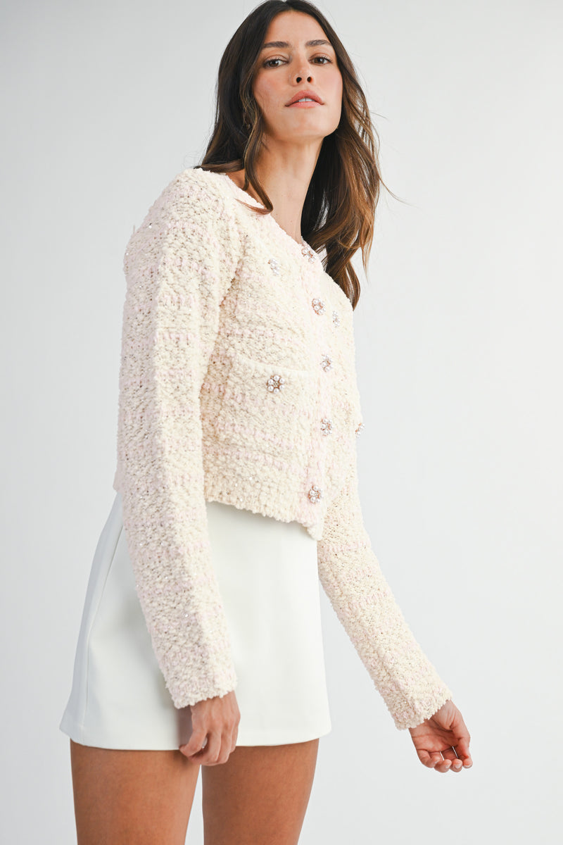 LUELLA POM POM TWEED KNIT JACKET