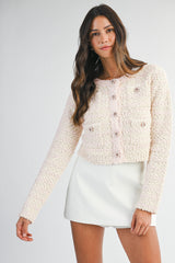LUELLA POM POM TWEED KNIT JACKET