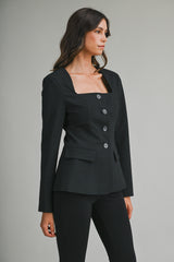 MARCELINE SQUARE NECK FITTED JACKET