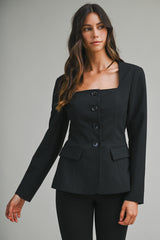 MARCELINE SQUARE NECK FITTED JACKET