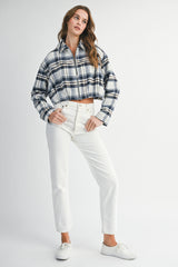 BINDI FLANNEL PLEATED CROPPED JACKET