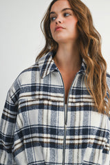 BINDI FLANNEL PLEATED CROPPED JACKET