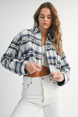 BINDI FLANNEL PLEATED CROPPED JACKET