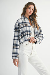 BINDI FLANNEL PLEATED CROPPED JACKET