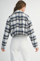 BINDI FLANNEL PLEATED CROPPED JACKET