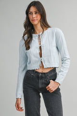 EVA POINTELLE KNITTED CARDIGAN JACKET