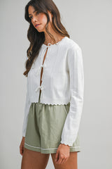 EVA POINTELLE KNITTED CARDIGAN JACKET