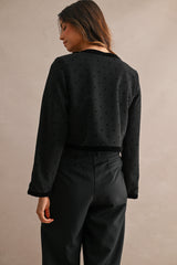 MIRIAM DOT VELVET FRONT BOW JACKET