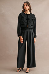 MIRIAM DOT VELVET FRONT BOW JACKET
