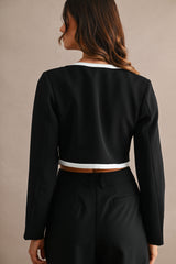 JOHANNA CONTRAST BANDED CROP BOW JACKET