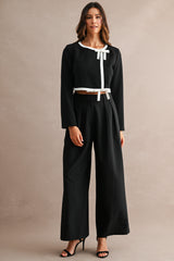 JOHANNA CONTRAST BANDED CROP BOW JACKET